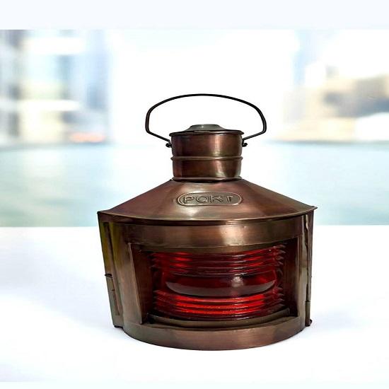 Латунный морской портовый фонарь: Красная линза Френеля Морской керосиновый светильник