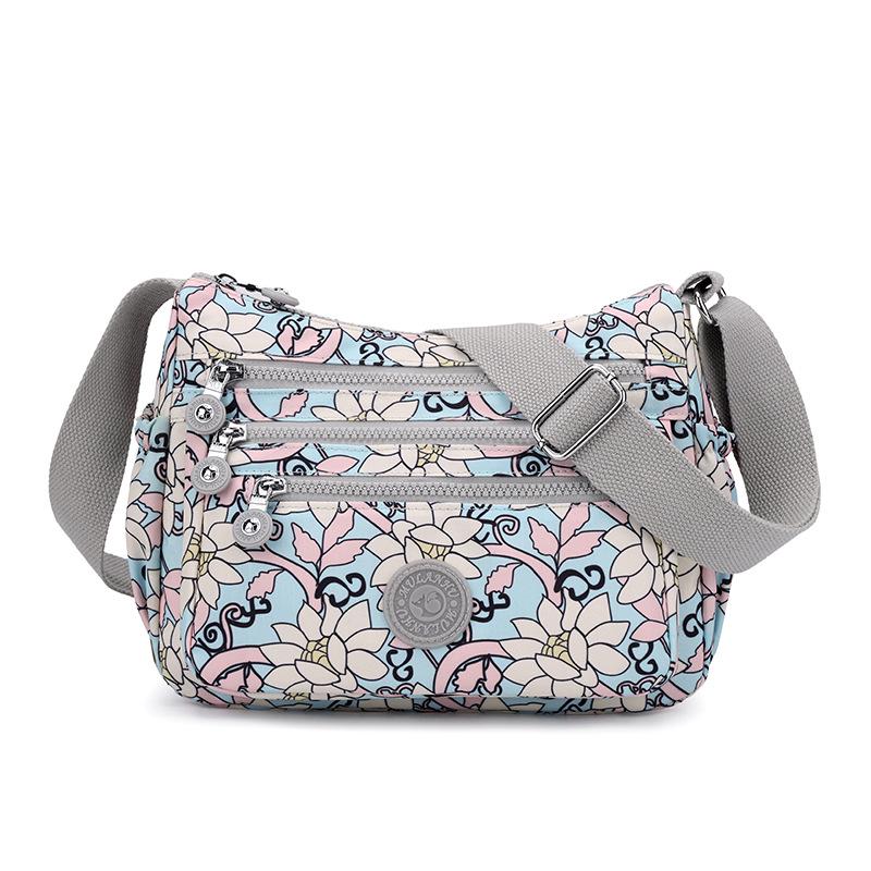 Printed Nylon Mom Bag - Oxford Cloth, Single Shoulder/Crossbody, Casual Lightweight Canvas Bag for Women