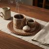 Round Tray Scent Dispenser Ear Border Ceramic Scented Cone Holder Glossy Candle