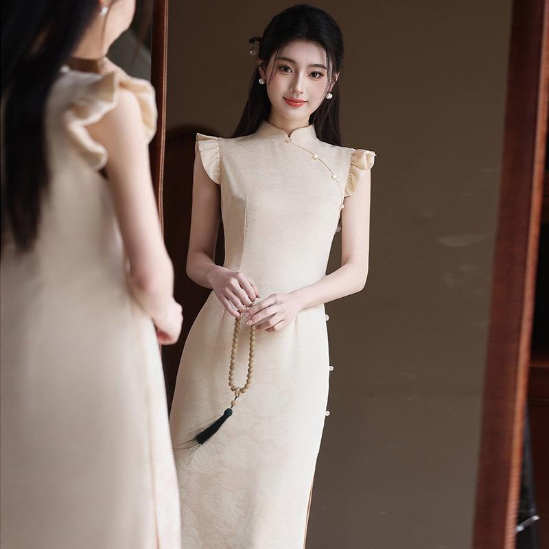 Ärmelloser nationaler Stil, neuer chinesischer Suzhou langer Cheongsam, verbesserter junger 1011 neuer Damen-High-End-Look, tägliches Tragen