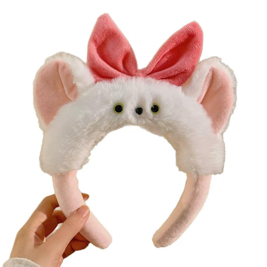 Adorable Pink Bow Cat Plush Headband for Women - Makeup, Hair Accessory, Face Washing, Autumn/Winter Style