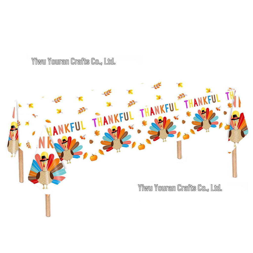 Thanksgiving Turkey Autumn Disposable Party Set: Plates, Tablecloth & Napkins