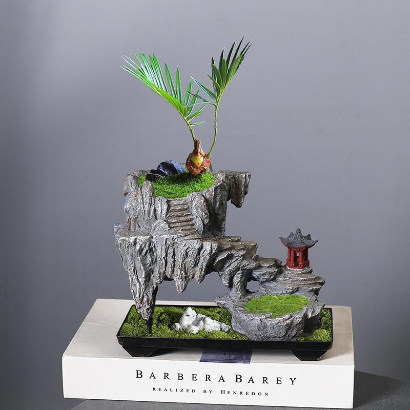 Creative Retro Fortune Tree Bonsai Phalaenopsis Wenzhu Indoor Floating Island Suspended Iron Micro Landscape Flower Pot