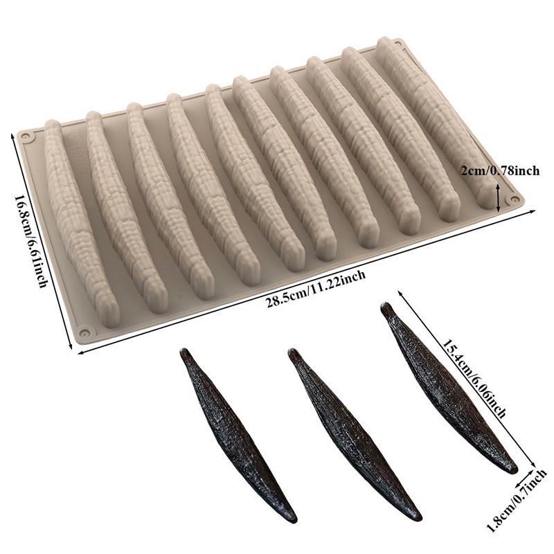 

10-Cavity 3D Vanilla Pod Shape Silicone Mousse Mold Chocolate Mould Dessert Cake Baking Mold Home Kitchen Bakeware Baking Tools