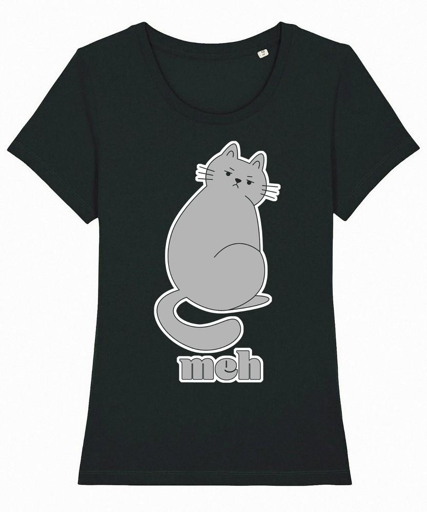

Футболка Meh Cat Женская Смешной Мем Кошки Слоган / Хлопковая Футболка M