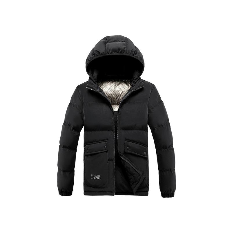Lightweight Cotton Coat Men's Winter Solid Color Graphene Slim Fit Removable Hat Thickened Hooded Jacket Men