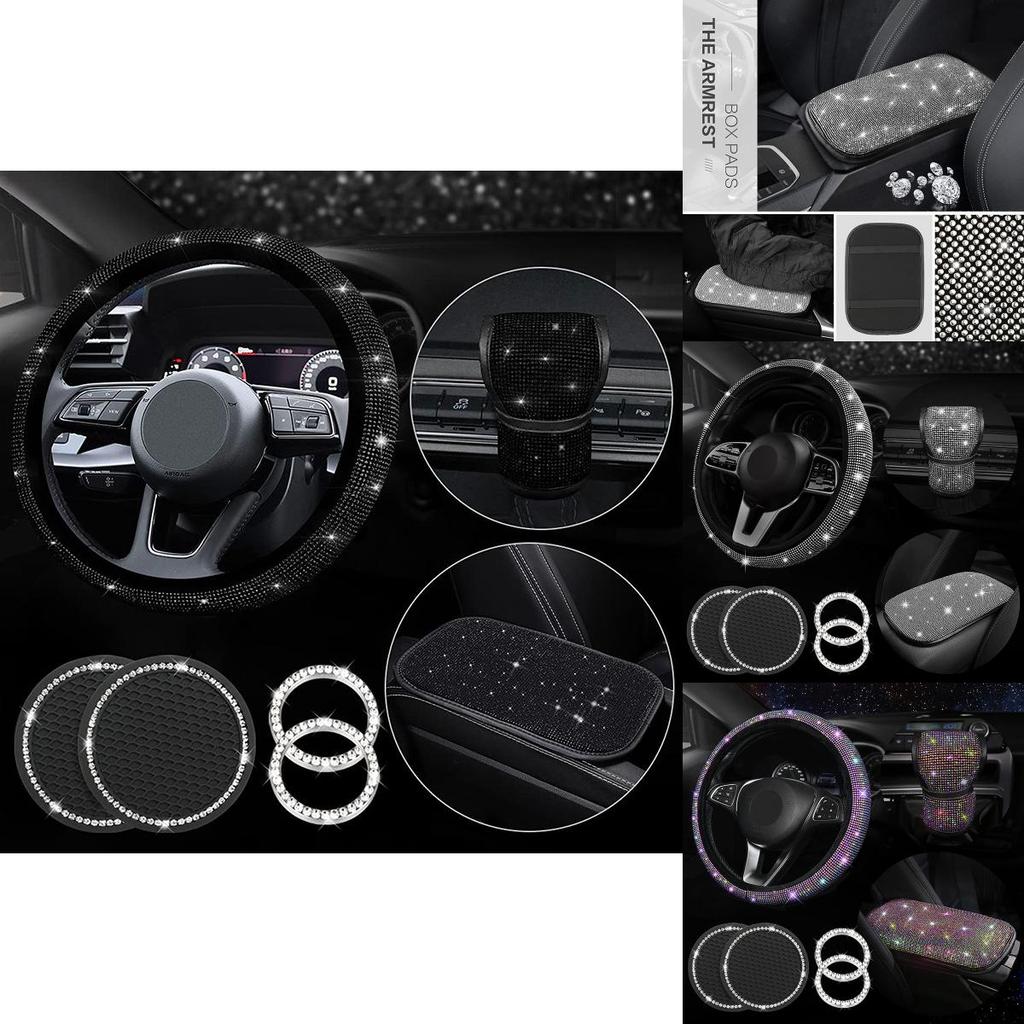 Sparkling Diamond Car Steering Wheel Cover For Universal Fit White Diamond Colored Diamond Black Diamond And More