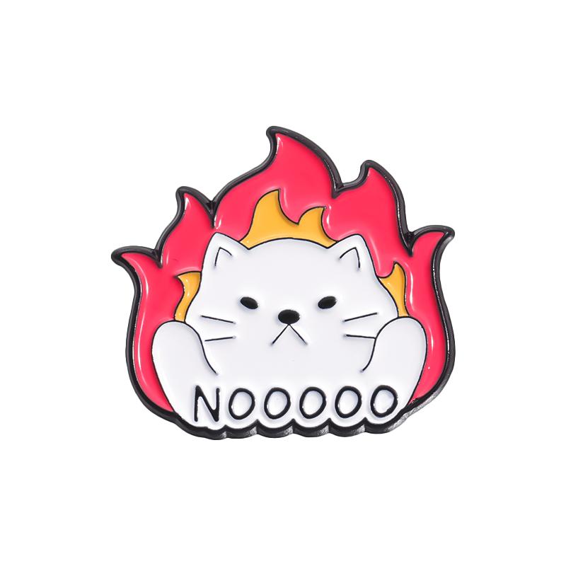 Coleção Fogo Broches de Esmalte This Is Fine Broches Emblema de Lapela Gato Cachorro Café Dados Controle Joias Encorajadoras Presente para Amigos