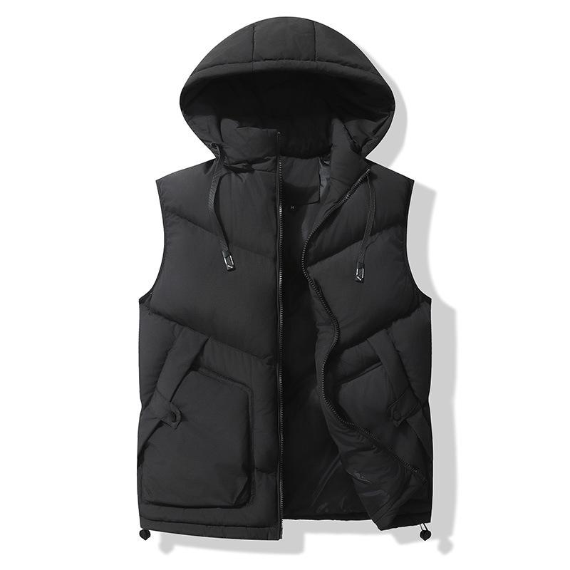 Gilet Matelassé Épais en Duvet et Coton pour Homme avec Col Montant - Vêtement d'Extérieur Automne/Hiver