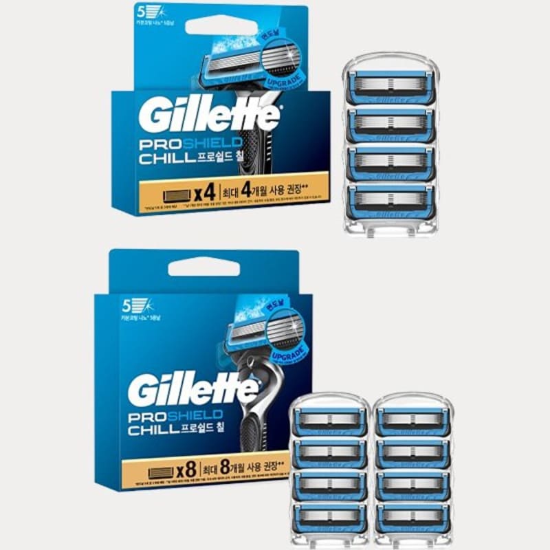 [Gillette] ProShield Seven Razor Blades 4 Pack/8 Pack 2 Types (Choose 1) ProShield Chill Razor Blades 4 Pack
