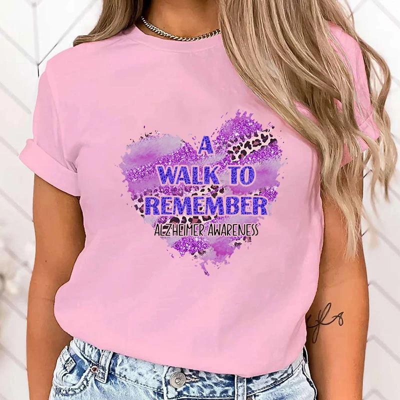 (High Quality T Shirt)Fashion T-Shirt A Walk To Remember Alzheimer Awareness Love Print Designed Summer Tops Tees(Fast Delivery)