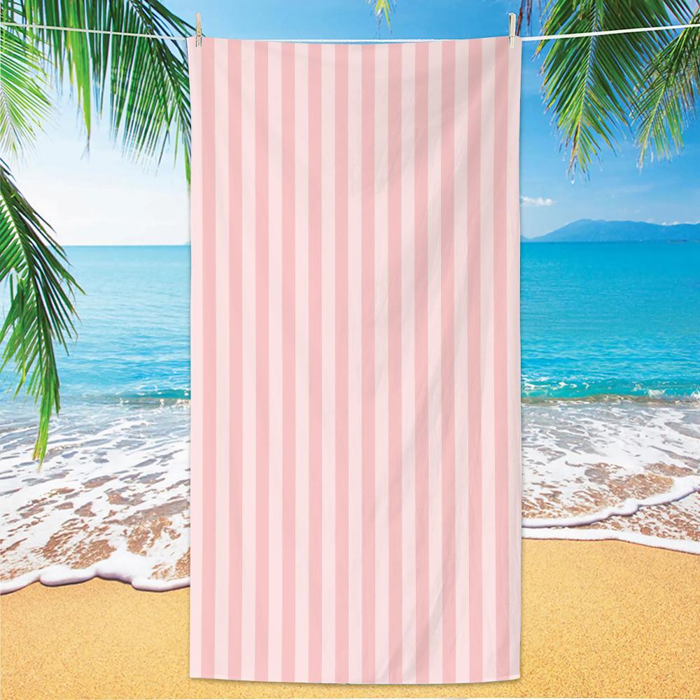 Blue Watercolor Stripe Beach Towel Oversized Quick Dry Microfiber Bath Towel Soft Sand Towel for Beach Travel Swimming Vacation