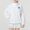 Adidas Embroidered Letter Stand Collar Running Fitness Training Jacket Women Jackets White JD3467