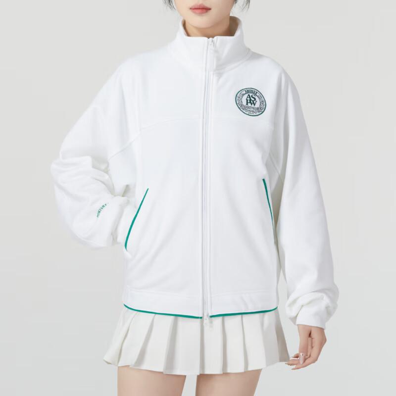 Adidas Embroidered Letter Stand Collar Running Fitness Training Jacket Women Jackets White JD3467