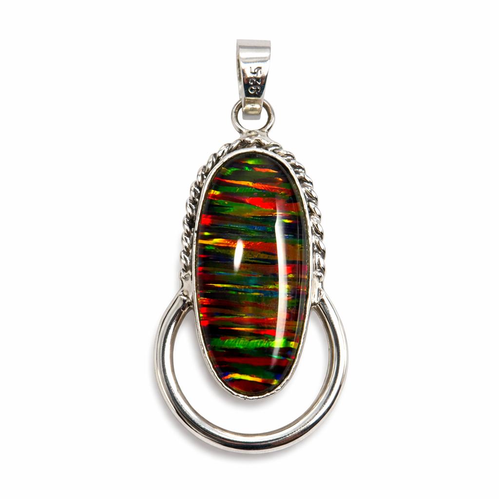 Natural Opal Pendant 925 Sterling Silver 30 ct Oval Cut Gemstone October Birthday Birthstone