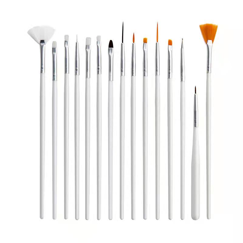 15-Piece Mandala Drawing & Nail Art Fineliner Brush Set with Plastic Handles