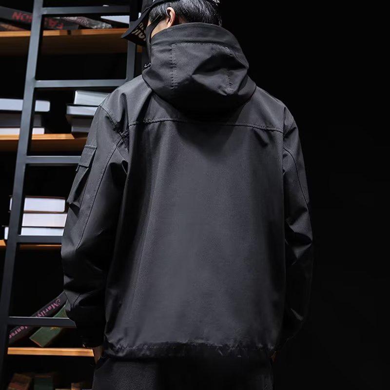 Чоловіча водонепроникна та вітрозахисна куртка для альпінізму з капюшоном - Легка, осіння, одношарова, для активного відпочинку та повсякденного носіння