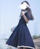 GSYCL Sailor Short Navy Blue and High School Girl Halloween JK Long Perfect for Cultural and Cute Mori Girl Style Dress, Sleeves, White, 3-Piece Set,