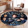 Damon Salvatore Pattern Round Rug, Indoor/Outdoor Mat, for Picnic, Gameroom, Bedroom, Office, Living Room, Home Decor Carpet, Birthday Gift