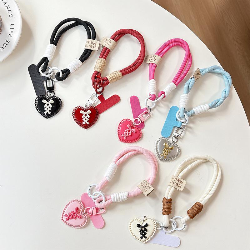 Mobile Phone Lanyard, Love Pendant, School Bag Hanging Chain, Women'S Keychain, Short Handrail, Thickened Anti-Drop, Anti-Loss Accessories