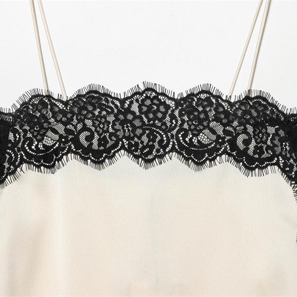 Winter 2025 European & American Style Women's Silk Satin Lace Top