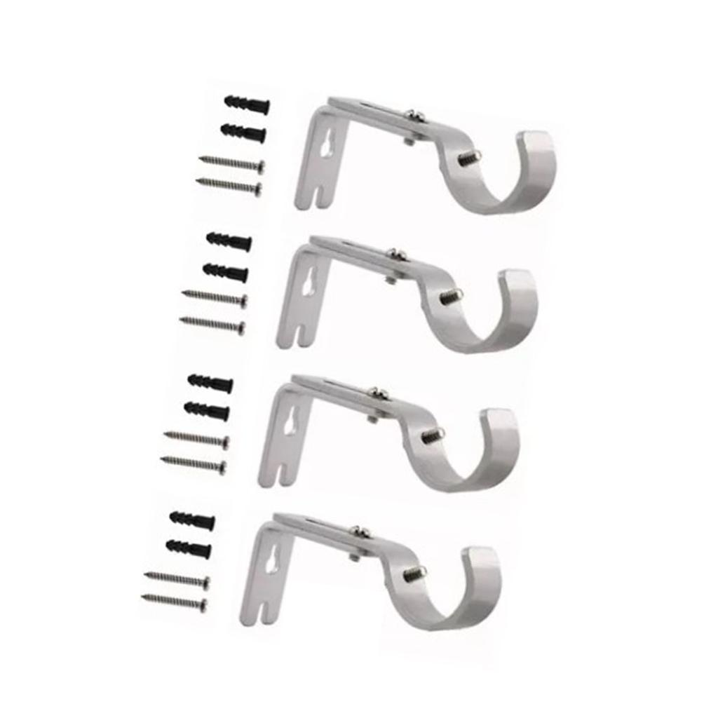 4PCS Curtain Rod Bracket Adjustable Heavy Duty Curtain Rod Wall Bracket Hooks with Installation Screws