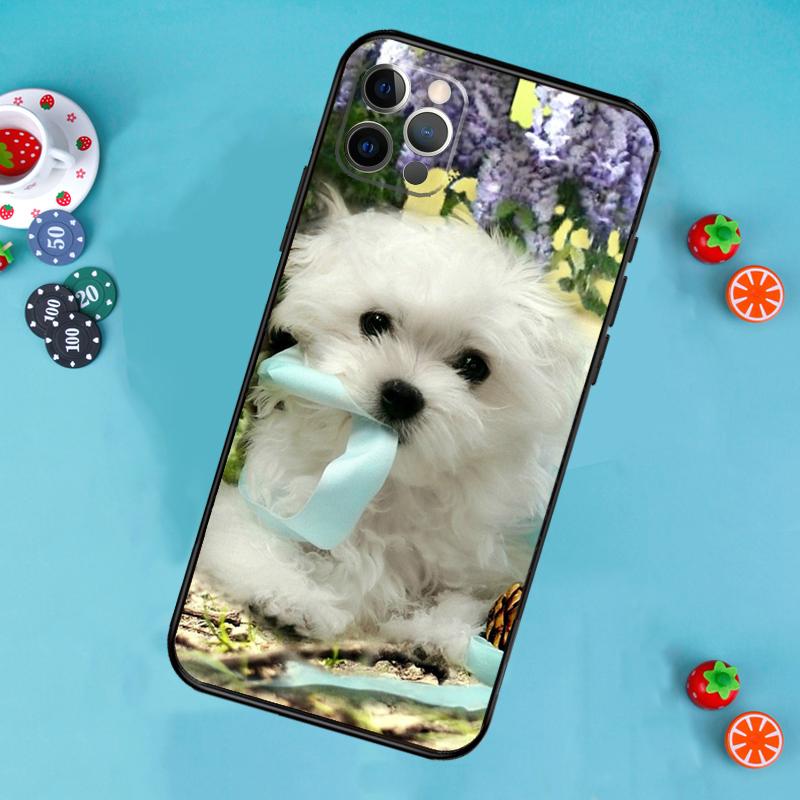 Cartoon Maltese Dog Phone Case For iPhone 17 Air 13 16 15 11 12 14 Pro Max 13 12 mini 15 16 Plus 16e Cover Funda