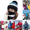 Women Winter Knitted Hat Scarf Set Fleece Lined Beanie Earflap with Pompom Thick Thermal Hat Neck Warmer for Outdoor