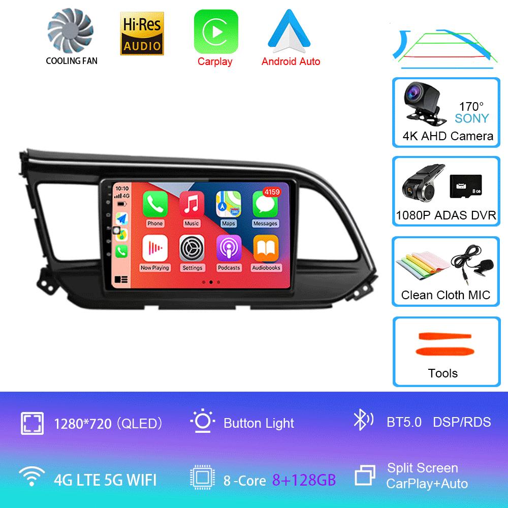 Car Radio Android 14 Carplay For Hyundai Elantra 6 2018 2019 2020 DSP GPS Navigation Multimedia Video Player Stereo Head Unit BT