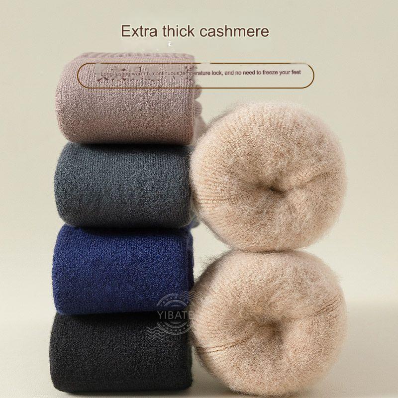 3 Pair Winter Thick Warm Men's Knee High Wool Socks High Quality Merino Wool Calf Socks Harajuku Retro Cashmere Snow Socks Men