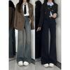 Women High Waist Stretch Flare Jeans Fall Slimming Draped Bootcut Floor Length Denim Pants For Pear Shaped Body