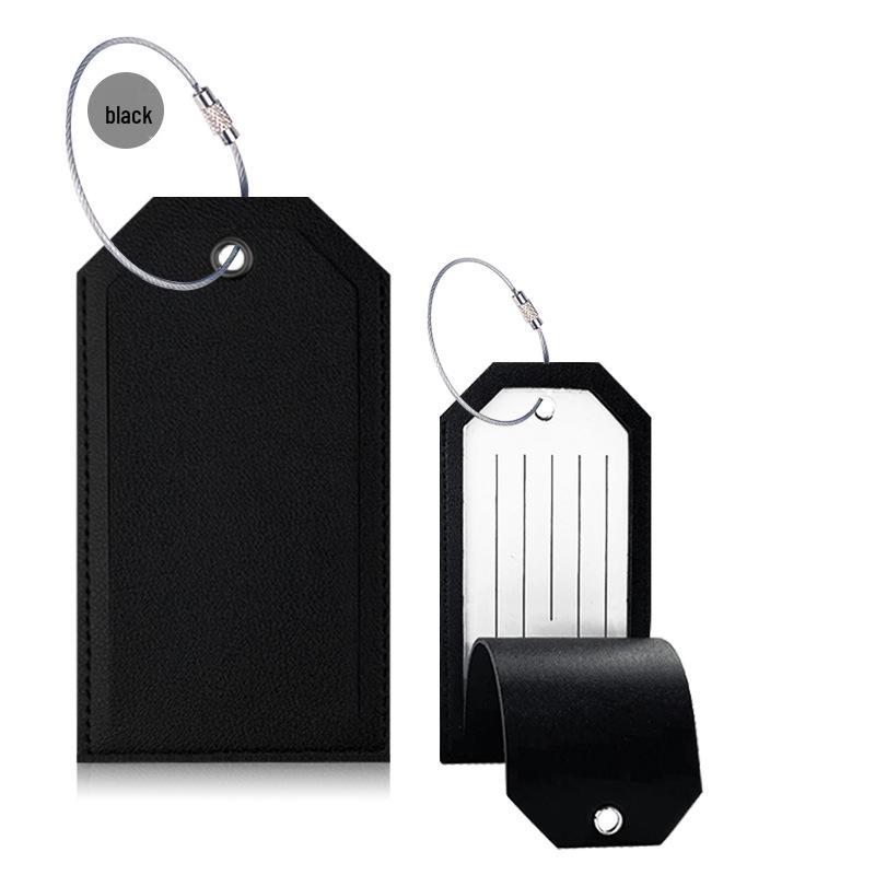 

Металлический ланьярд кожаная багажная бирка с фирменным вкладышем-посадочным талоном чёрный