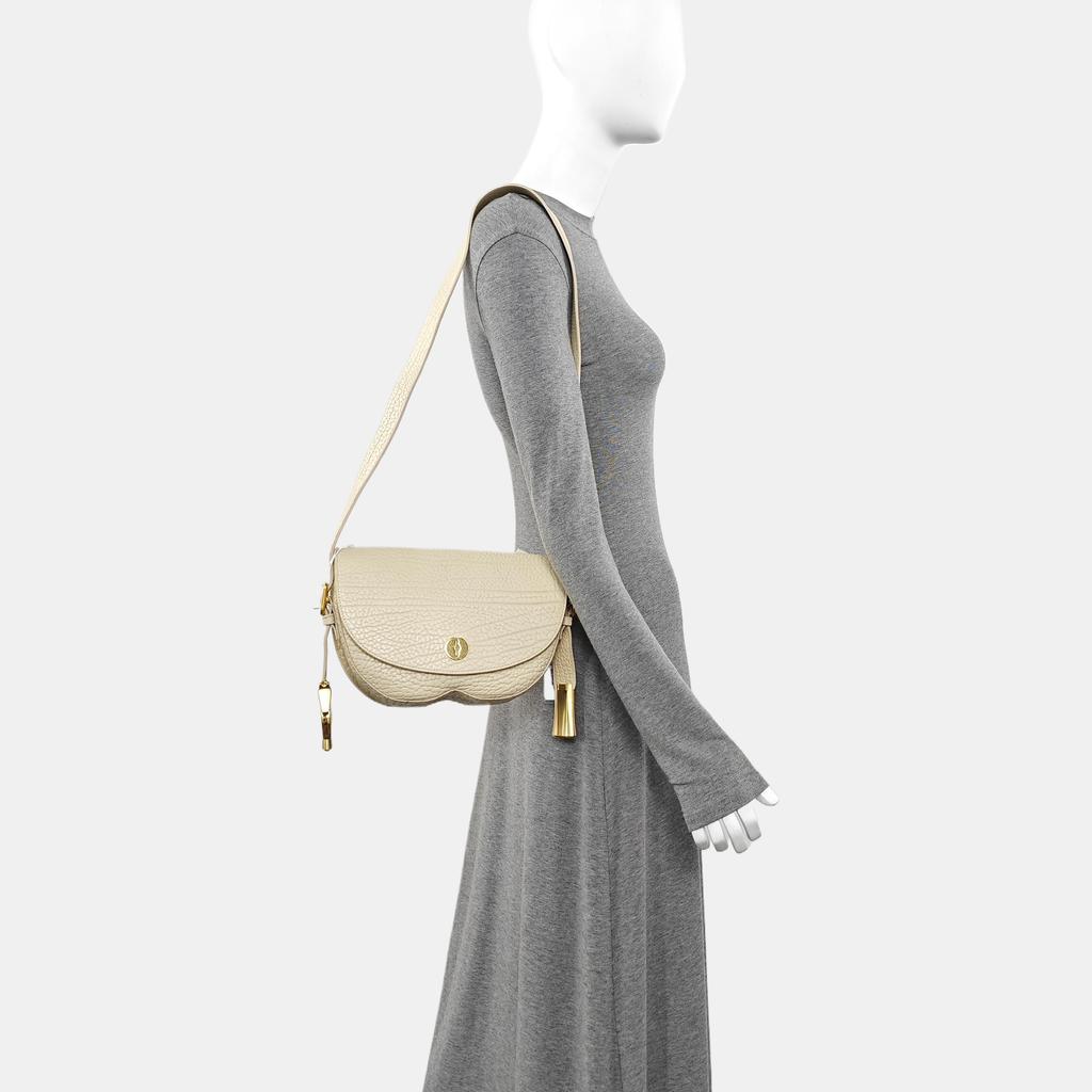 [Pre-Owned] Metal Logo Calfskin Crossbody Shoulder Bag - Very Good #1HAYWAC