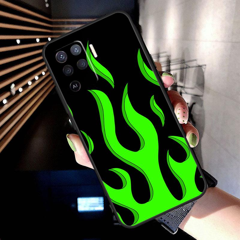 Flame Painted Fire Pattern Case For Oppo A38 A18 A78 A98 A58 A60 A80 A40 A96 A76 A16 A94 A74 A54 A15 A17 A57 A77 A5 Pro