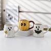 Halloween Ceramic Mug Cute Ghost Pumpkin Cup Reusable Spooky Coffee Cup with Lid Unique Halloween Party Gifts