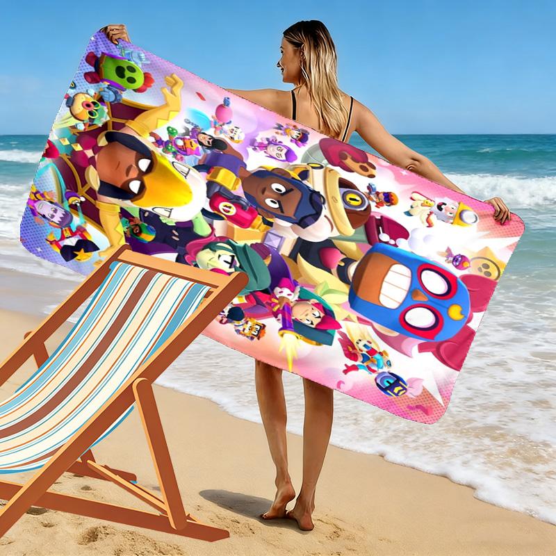 Cartoon Brawl Stars 2D Flat Print Beach Towel, Large Soft Quick Dry Towel for Beach Camping SwimmingSSTJ0917167