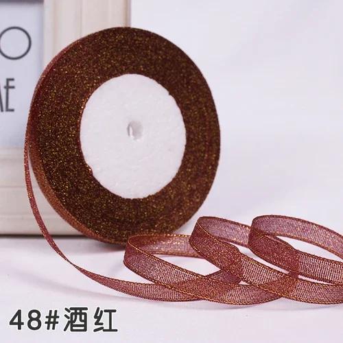 10mm 25Yard Glitter Ribbon Satin Belt DIY Candy Box Gift Packaging Glitter Webbing Halloween Wedding Christmas Decoration Layout