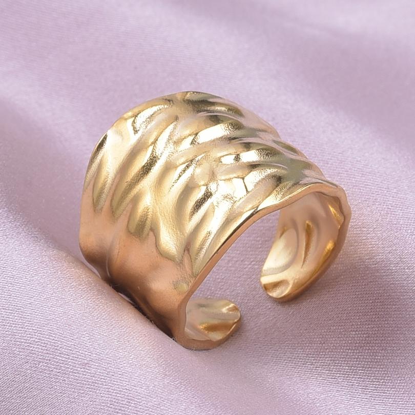 Chunky Unevenness Wide Ring Open Stainless Steel Rings For Women Men Accessories Indian Jewelry Vintage Finger Bague Femme Gift