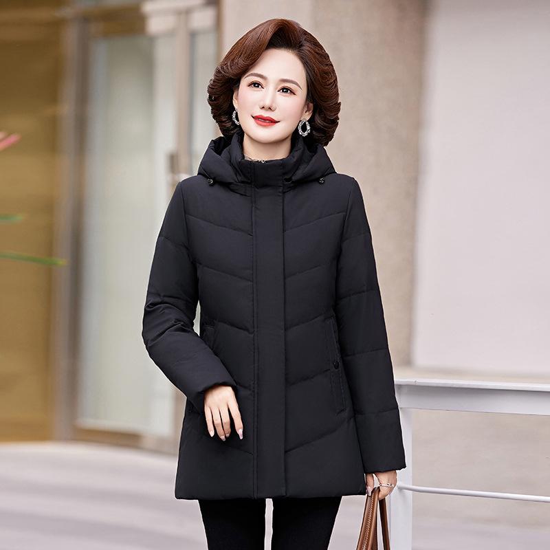 

Женская зимняя куртка-пуховик средней длины, новая одежда для мам среднего возраста, толстый белый утиный пуховик 5XL