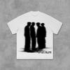 Street Atmosphere Virtual Shadow Characters Shadow Graphic Cotton TShirt  YK Vintage Oversize Tshirt Streetwear Unisex Women Tops