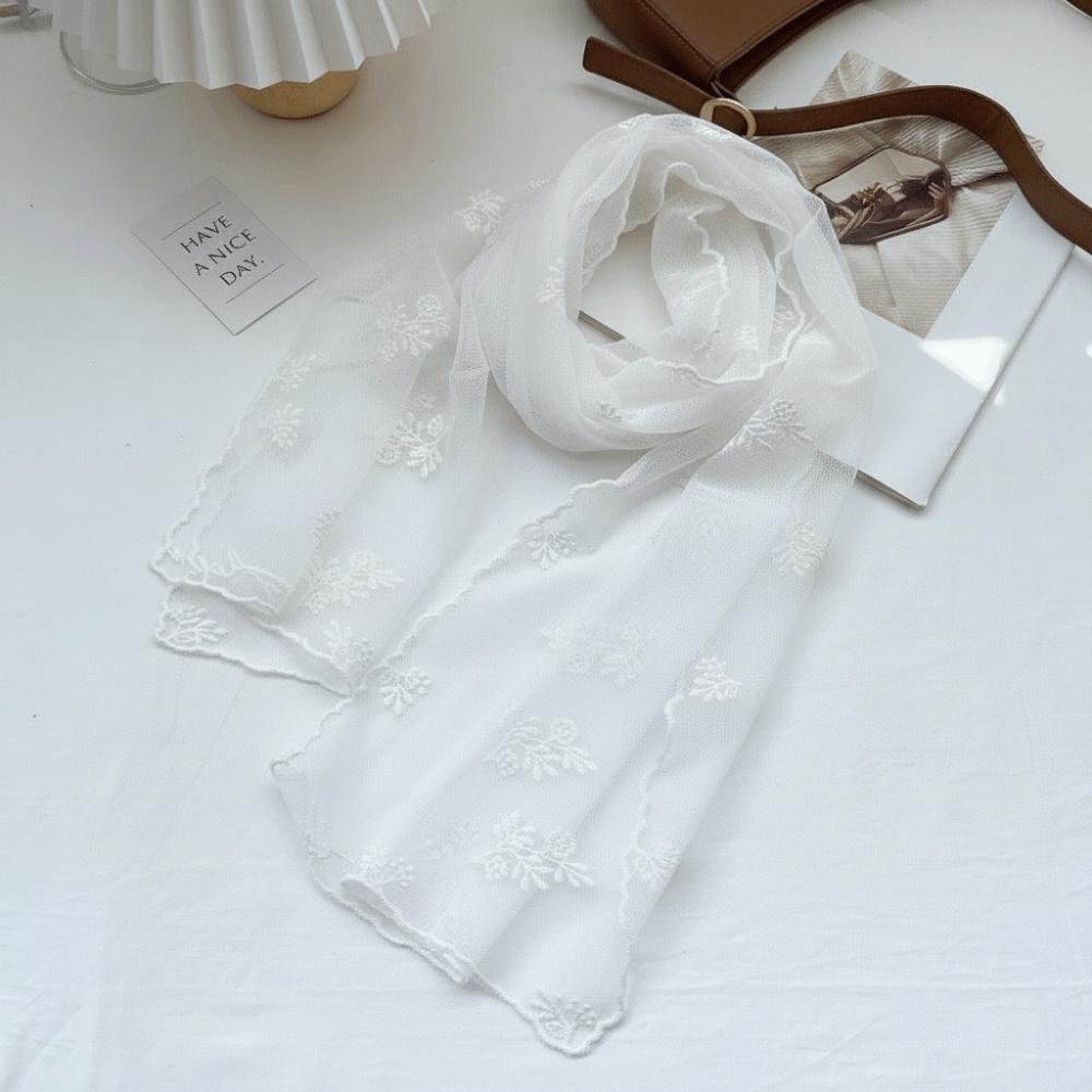 Long Women's Lace Scarf Retro Female Headscarf Versatile Silk Scarf