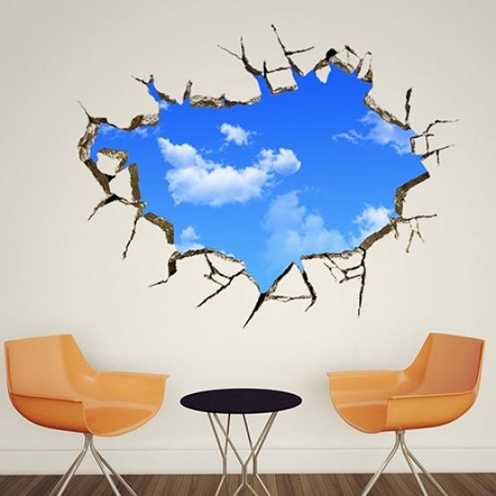 Hotel Ceiling Bedroom Living Room Blue Sky White Clouds 3D Wall Stickers ARI