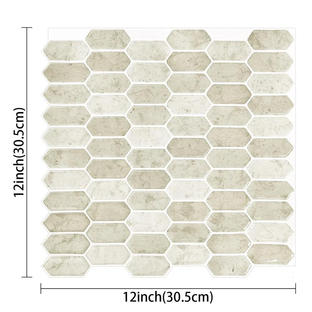 Self-adhesive Stereo Wall Stickers Waterproof 3D Peel and Stick Backsplash 12" x 12" Oil Proof Wall Tile for Kitchen Bathroom