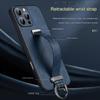 Kožený remienok na zápästie pre iPhone 16 Pro Max 15 Plus 14 13 Rozťahovací stojanový kryt Elegantný biznis prstový krúžok
