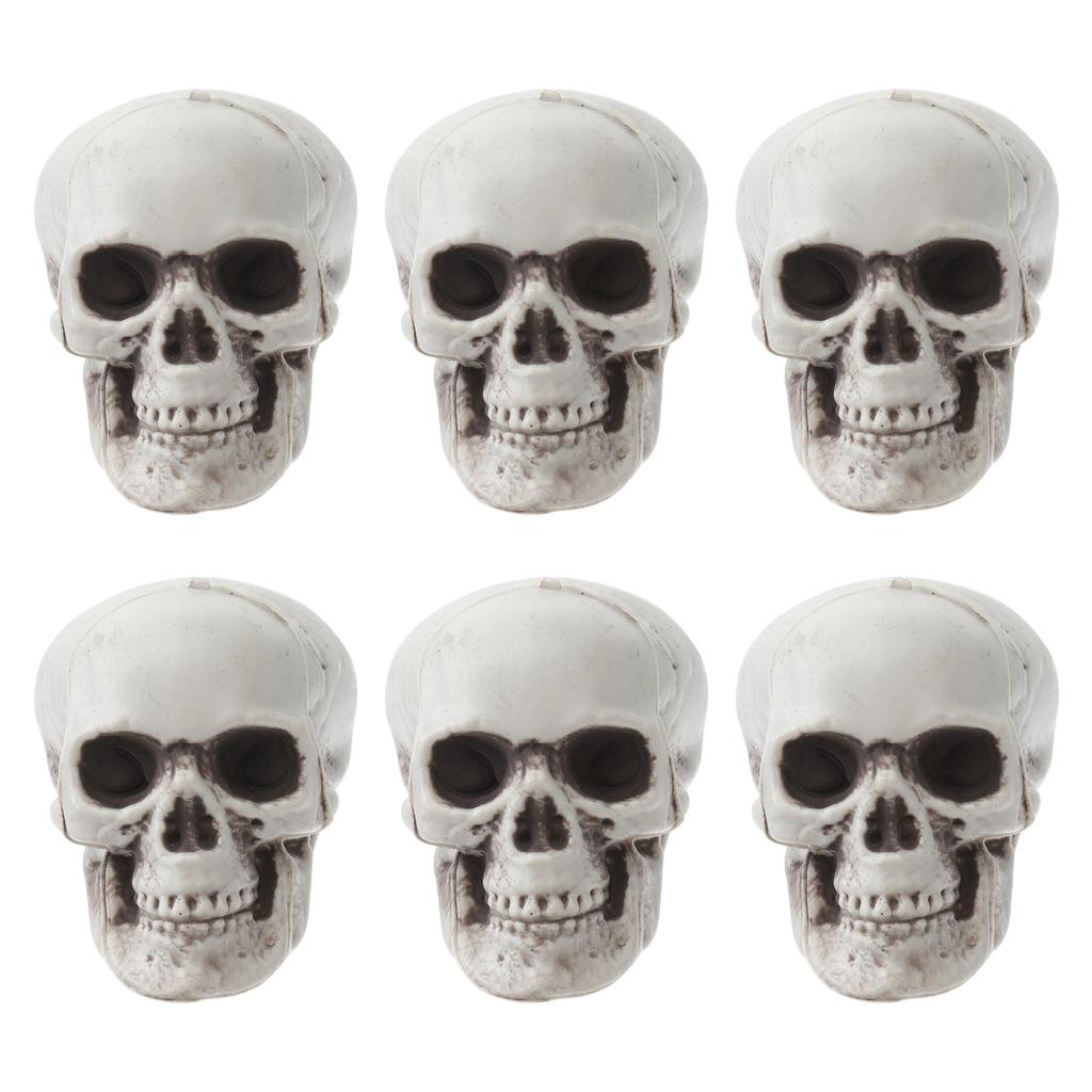 4Pcs Spooky Plastic Skull Ornament Halloween Decor Prop for Table Mantel Shelf Ktv Bar Haunted House Party Use