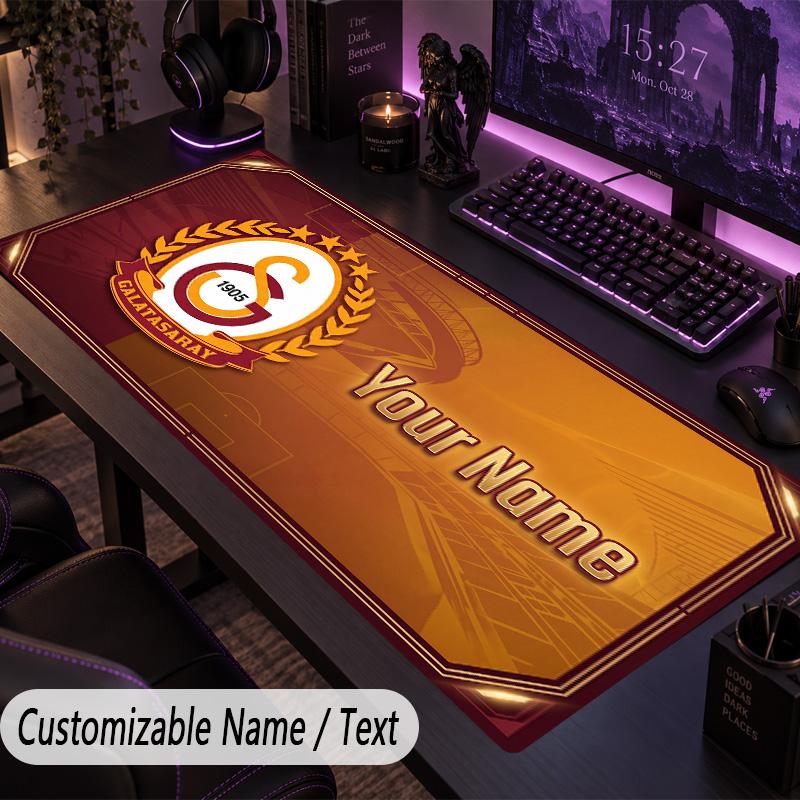 Custom Text Big Mousepad, Extended Desk Pad For Laptop Work GameGalatasaray FC