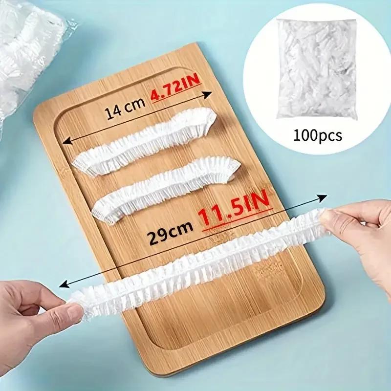 200-Piece Kit: Reusable Stretch Lids for Food Preservation + Disposable Shower Caps - Ideal for Kitchen Storage and Shower Prote