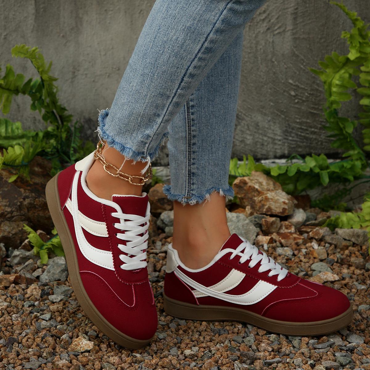 

Fashion Women s Retro Casual Flat Bottom Round Toe Sports Shoes Spring Autumn New Style Versatile Fashionable Dequn Shoes Size 36-43 43 красный