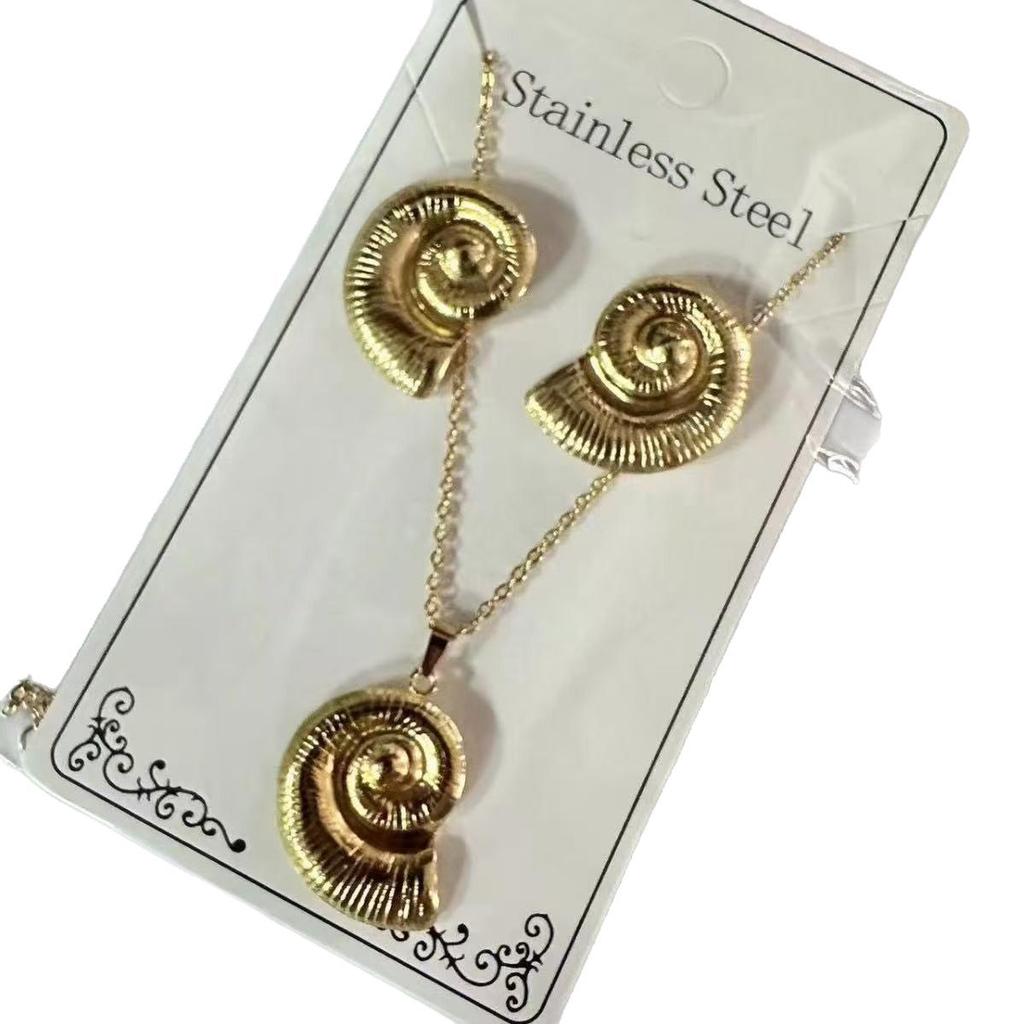 Women's Stainless Steel Geometric Necklace & Earring Set - Hip Hop Style Jewelry