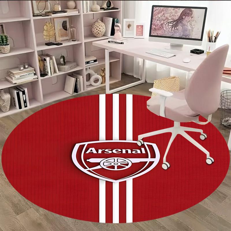 1pc A-Arsenal Carpet, Round Rug, Comfortable, Suitable for Entryways, Living Rooms, Office, And Bedrooms, Christmas Decoration
